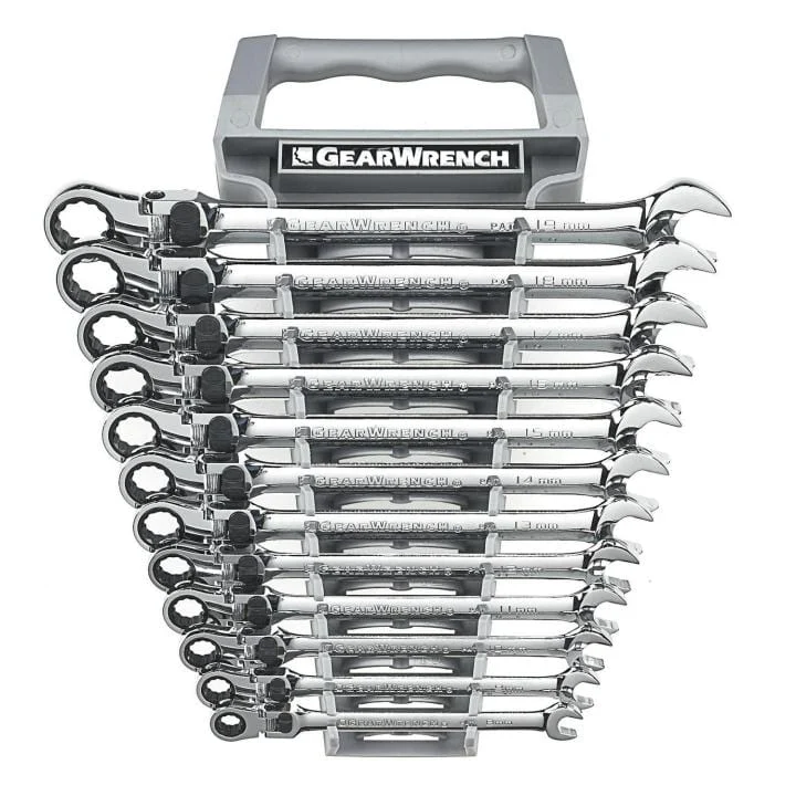12 Piece 72-Tooth 12 Point XL Locking Flex Head Ratcheting Combination Metric Wrench Set 85698 by GEARWRENCH