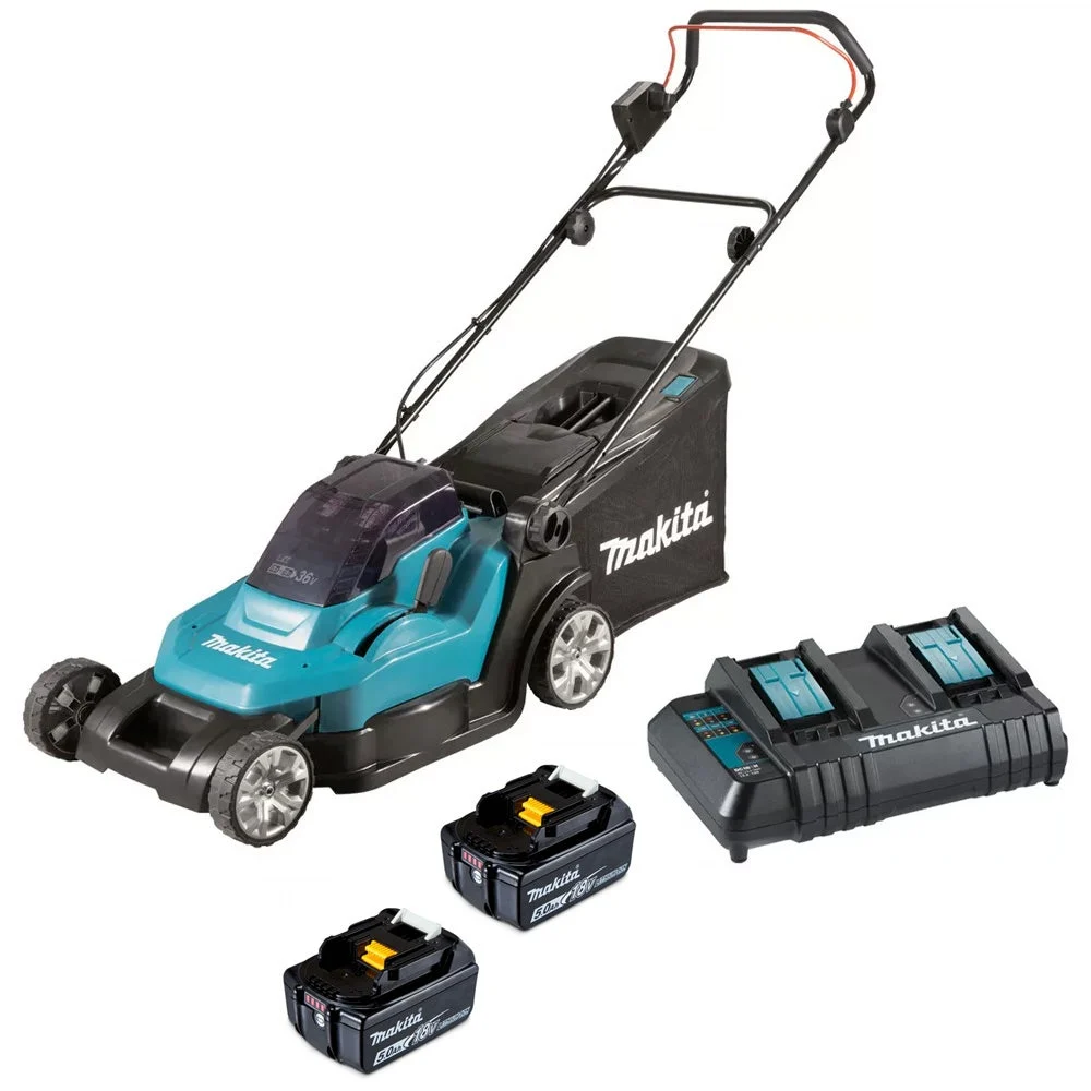 MAKITA 18vx2 2 x 5.0Ah 430mm Lawn Mower Kit DLM432CT2