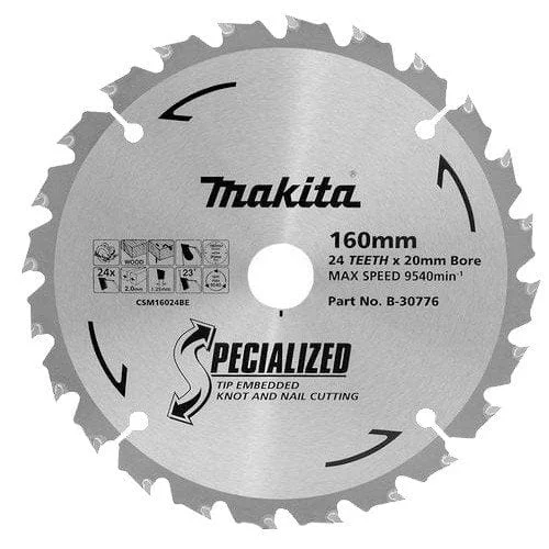 160mm x 20mm x 24T TCT Knot & Nail Saw Blade B-30776 by Makita