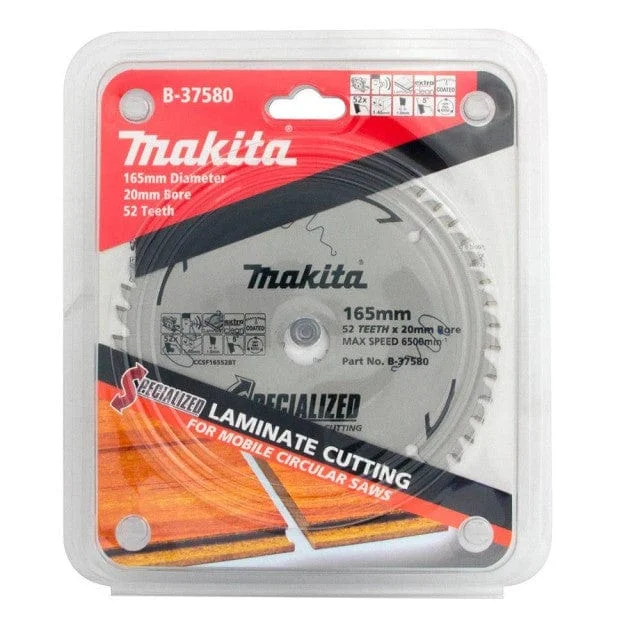 165mm x 20mm x 52T TCT Laminate Saw Blade B-37580 by Makita