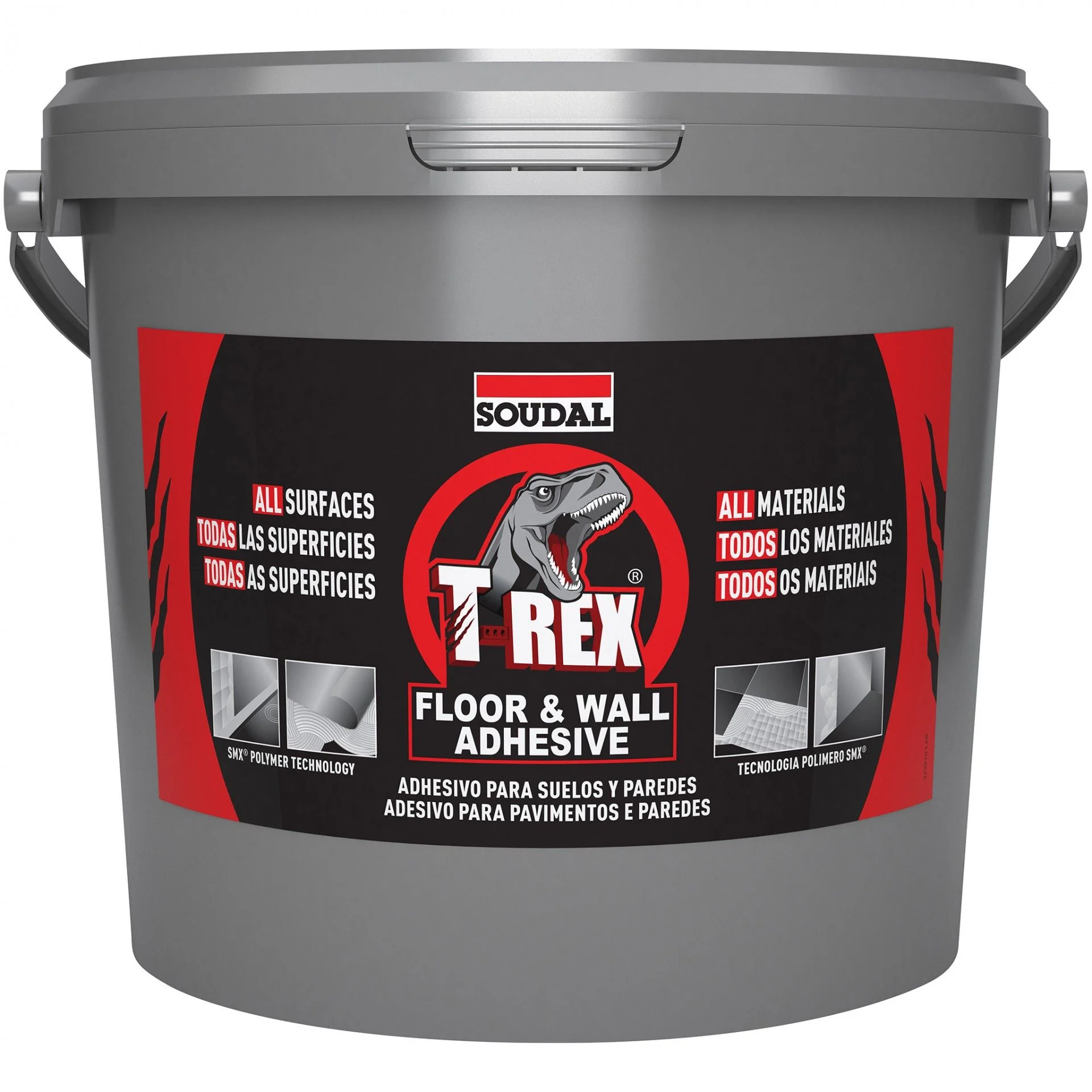 Soudal 134899 T-Rex Power Floor & Wall Adhesive 4kg Bucket SMX Polymer White 109773