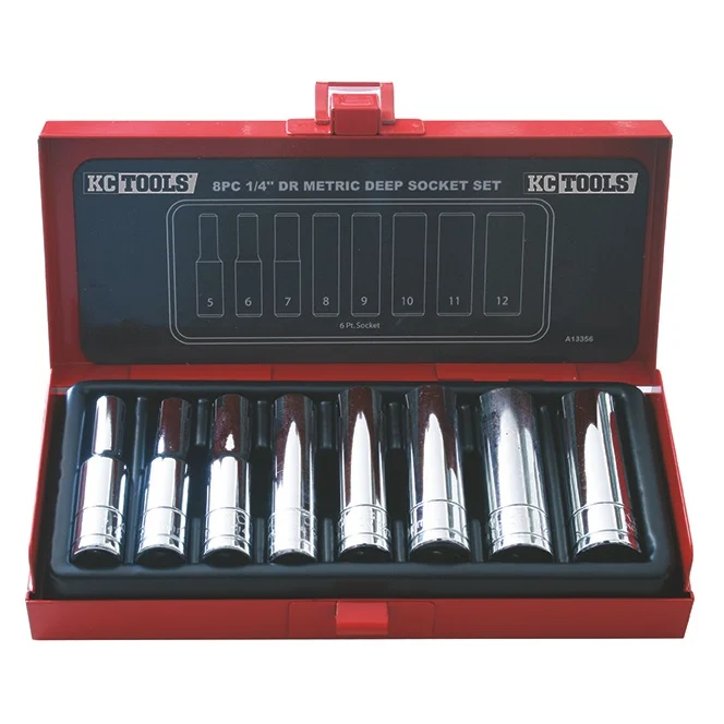 KC Tools A13356 8 Piece 1/4″ Drive Deep Metric Socket Set