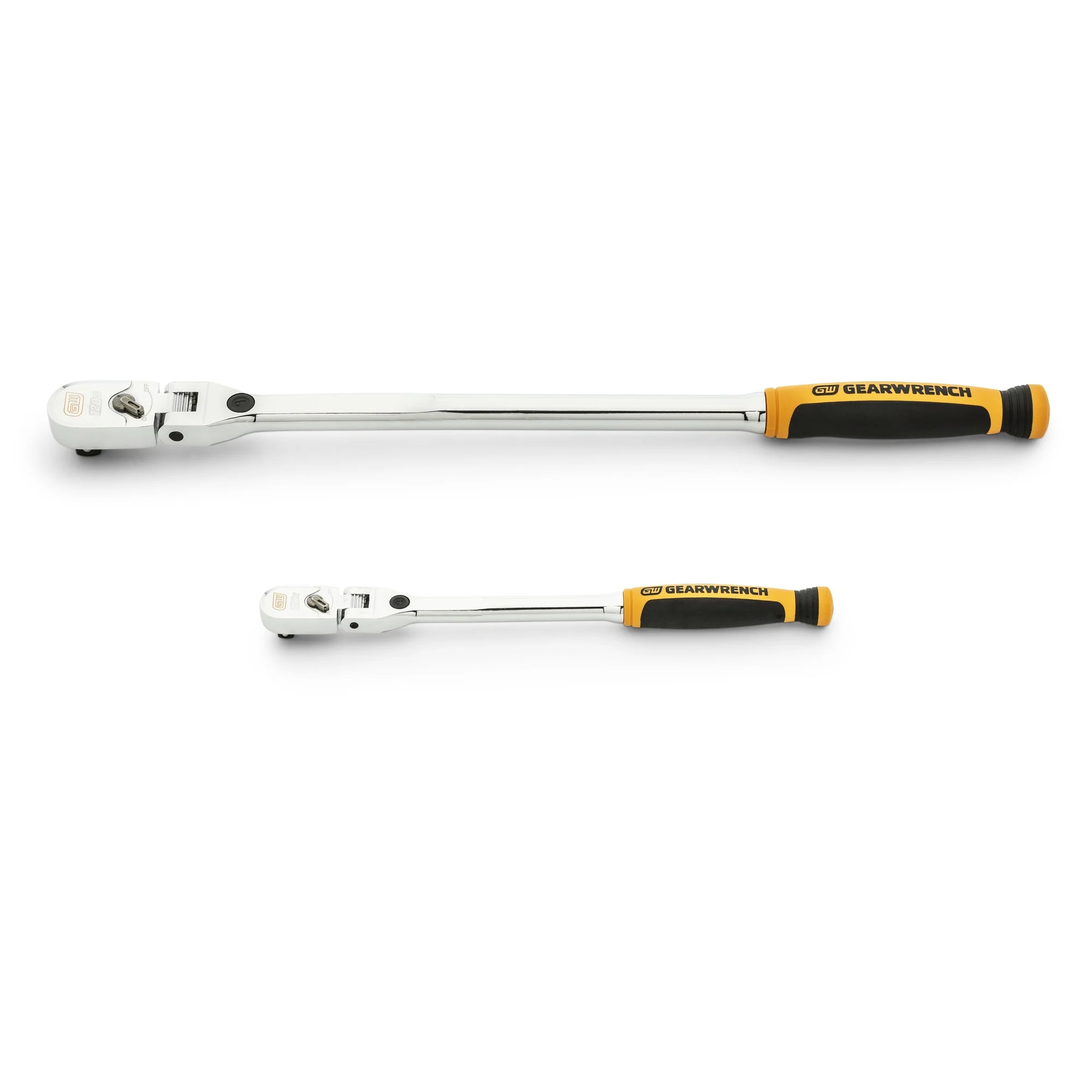 GEARWRENCH 81381 120XP 1/4″ & 3/8″ Square Drive Dual Material Handle Locking Flex Head Ratchet Set 2 Piece