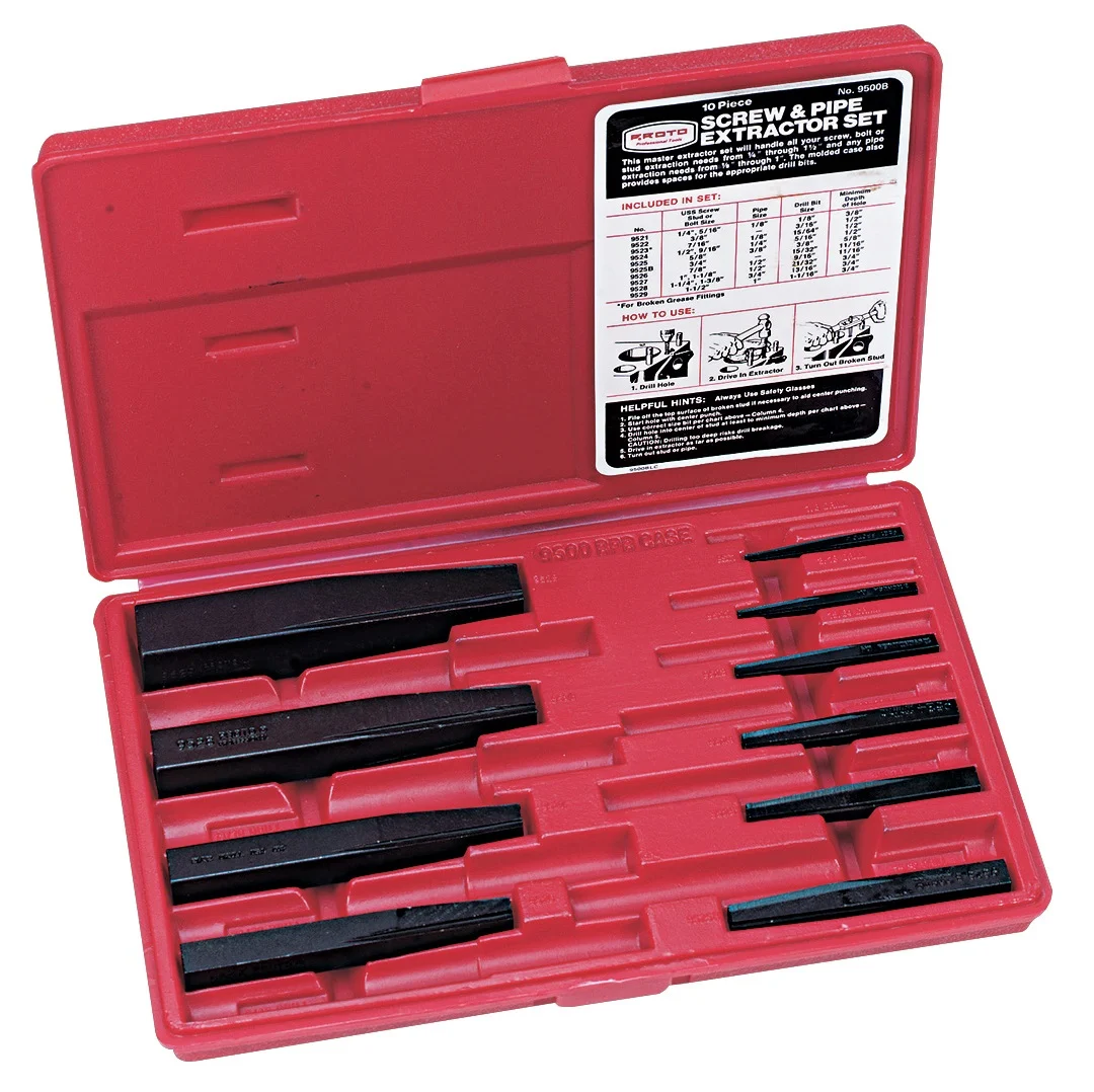 Sidchrome J9500B PROTO 10 Piece Screw Extractor Set