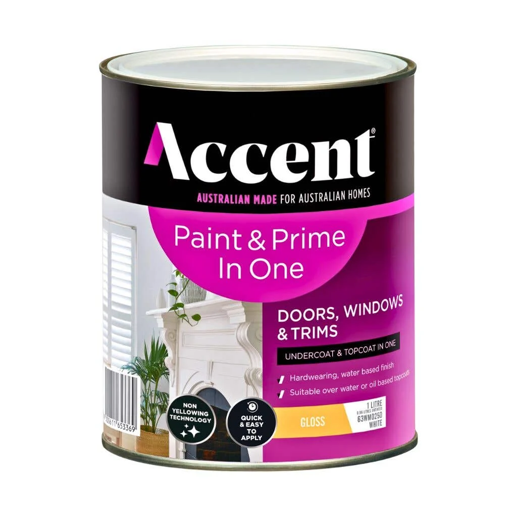 Accent Paint & Prime In One Gloss White 1L