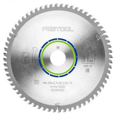 Aluminium / Plastic Cutting Saw Blade 216mm x 2.3 x 30mm x 64T 500122 by Festool