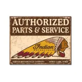 Authorized Indian Parts & Service Tin Sign