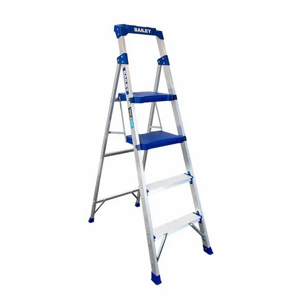 BAILEY 4 Step 135kg Aluminium Industrial Twin Platform Ladder FS14041