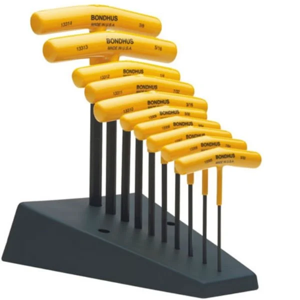 Bondhus 10pc Hex T-Handles with Stand 3/32-3/8" Graduated Length 13390