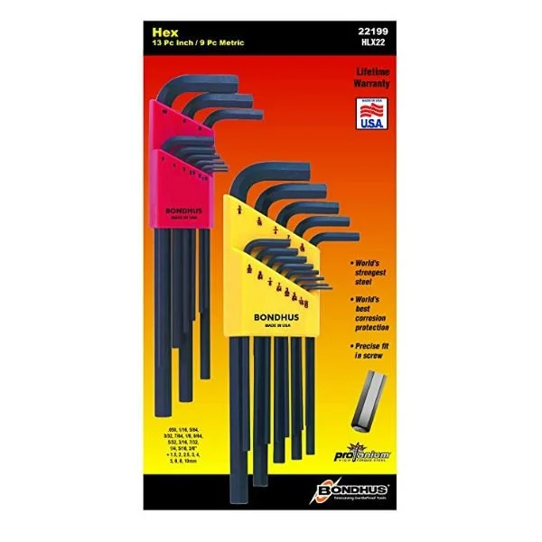 Bondhus 22pce L-Wrench Hex End Multipack, 22199