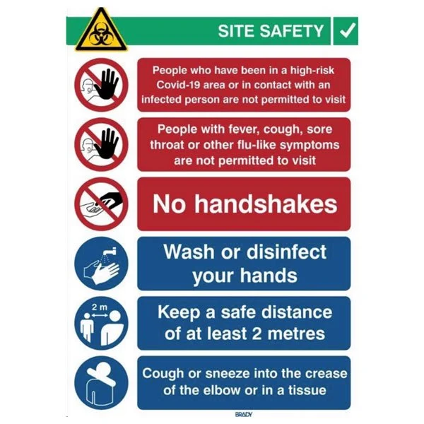 Brady Custom COVID-19 Poly Site Safety Sign 600x450mm