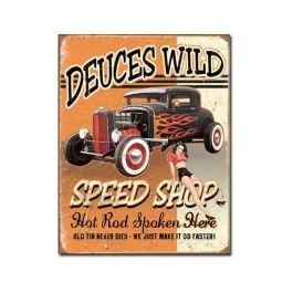 Deuces Wild Speed Shop Tin Sign