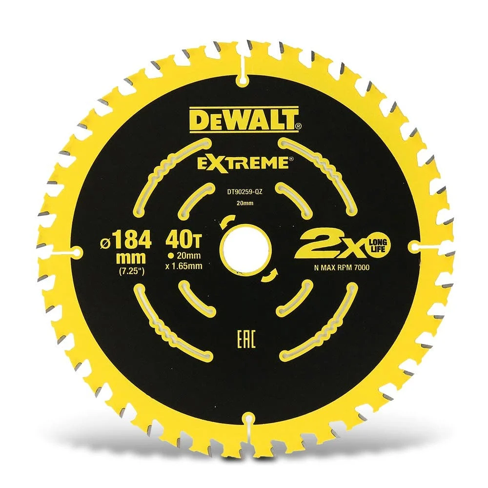 DEWALT 184 x 20mm 40T TCT EXTREME Circular Saw Blade for Wood Cutting DT90259-QZ