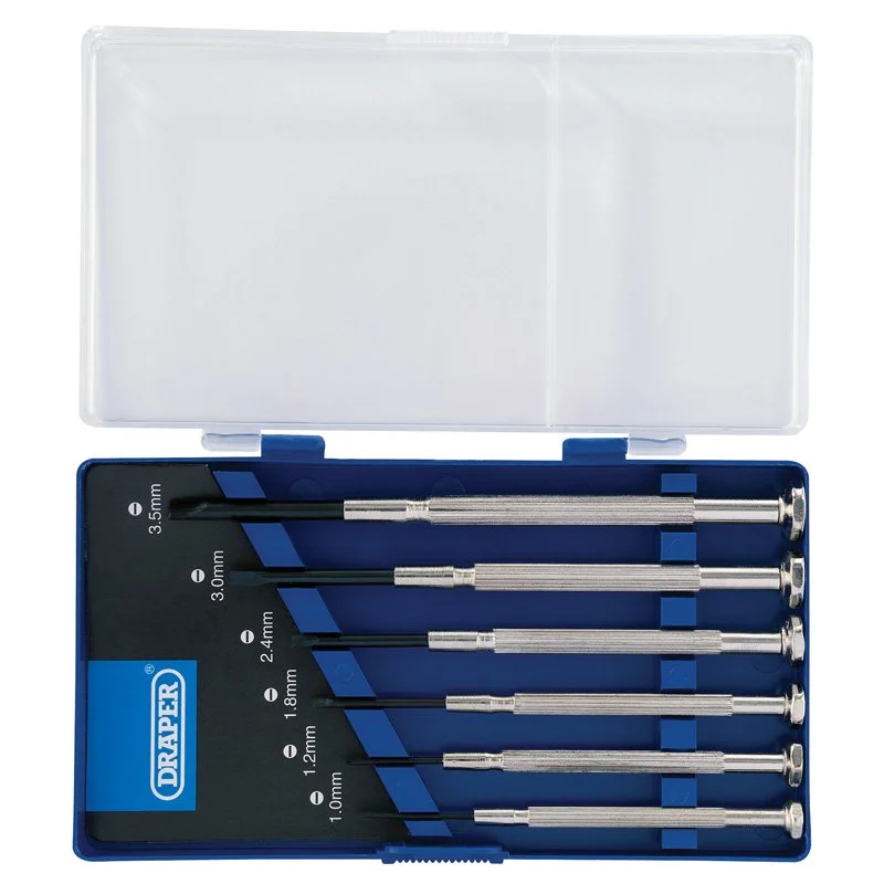 Draper Tools Precision Slotted Screwdriver Set, 6 Pce