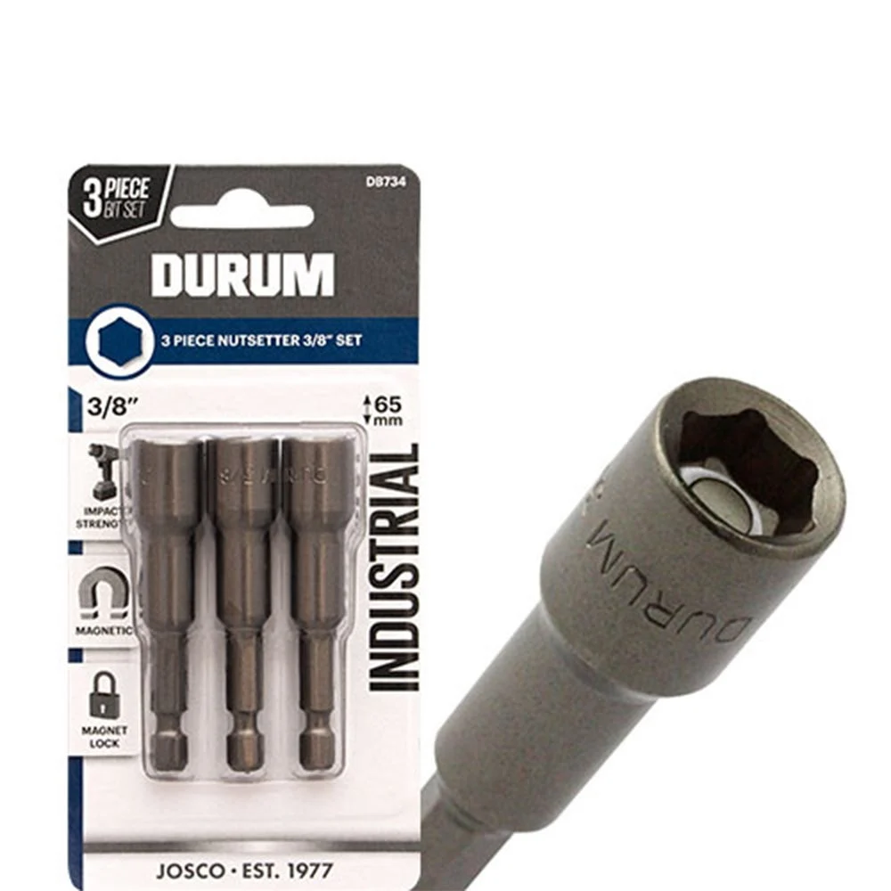 DURUM 3/8inch x 65mm Magnetic Power Nutsetter - 3 Piece