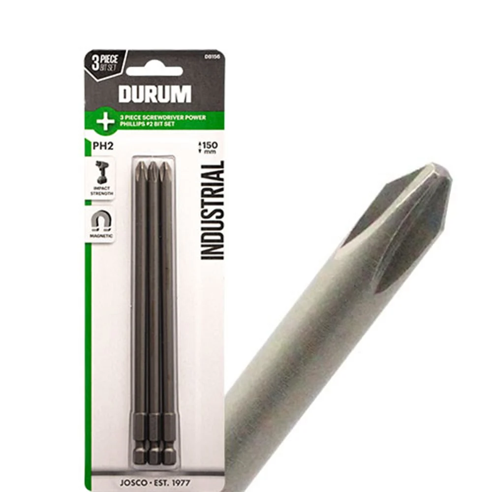 DURUM PH2 x 150mm Phillips Power Screwdriver Bit - 3 Piece