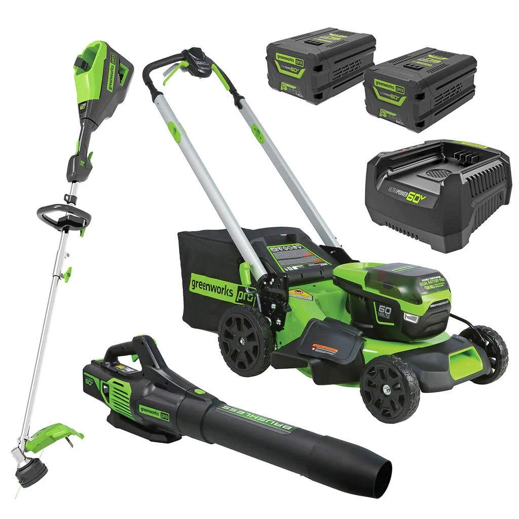 Greenworks 60V Mower, Blower & Whipper Snipper Combo Kit 510mm