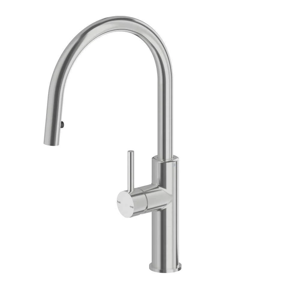 Interbath Vesi Gooseneck Sink Mixer with Pull Out Brushed Nickel
