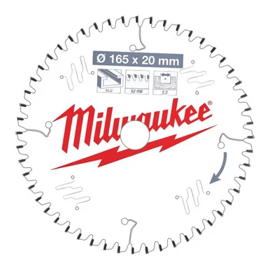 Milwaukee 4932471296 165mm x 20mm 52T Aluminium Saw Blade