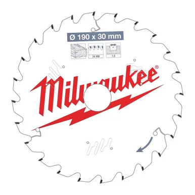 Milwaukee 4932471300 190mm x 30mm 24T Thin Kerf Wood Saw Blade