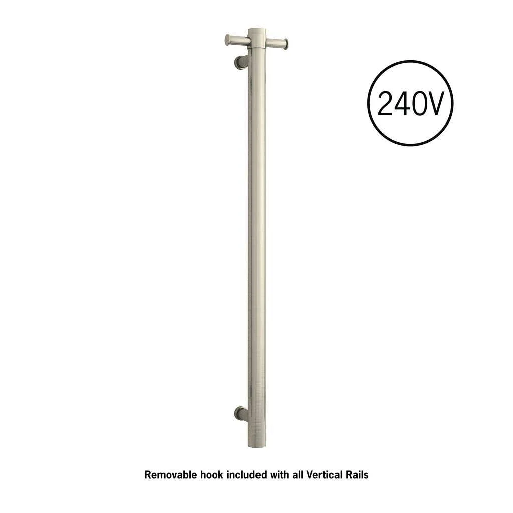 Thermogroup 240V 20W Straight Round Vertical Bar Brushed Nickel 900 x 142 x 100mm