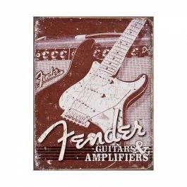 Weathered Fender Guitars Tin Sign
