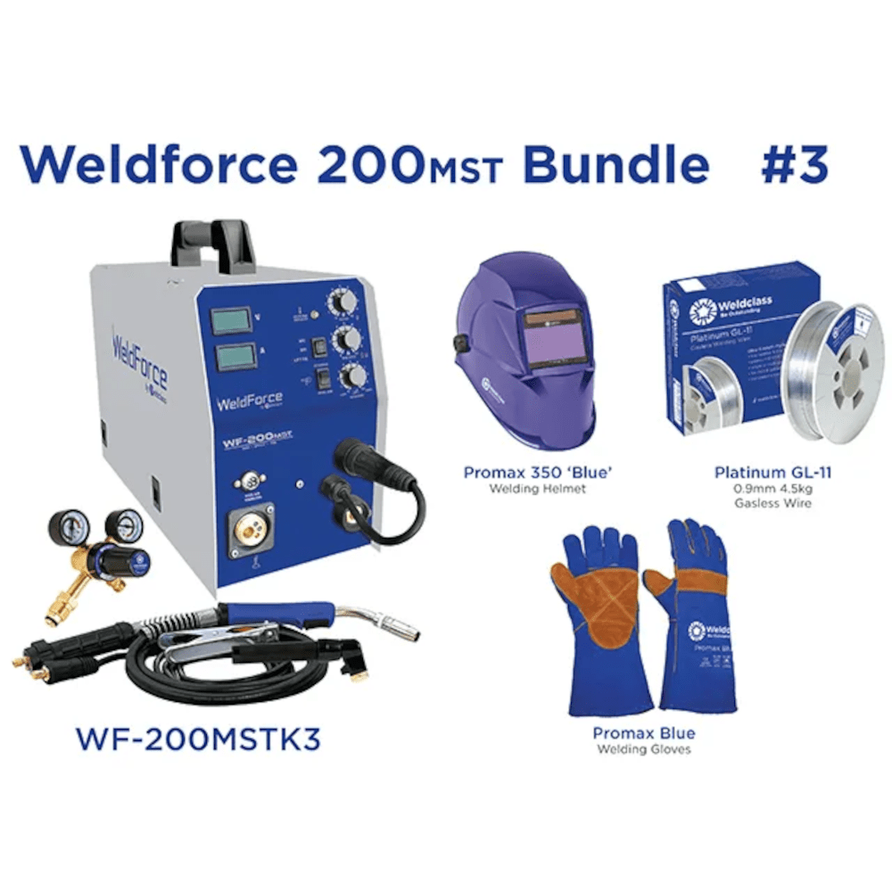 Weldclass Mig + Stick + Tig Welder WF-200MST 200AMP Bundle #3 WF-200MSTK3