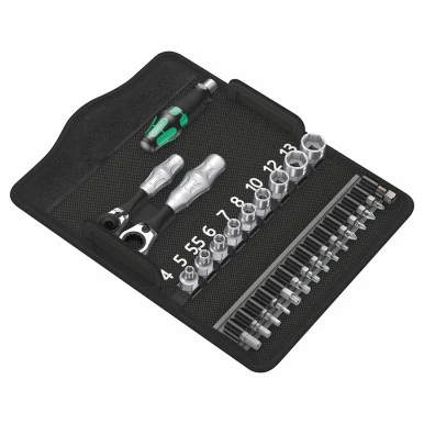 Wera Kraftform Kompakt Zyklop 'Mini 2' 27 Piece 1/4'' Sq. Ratchet Socket Set with Screwdriver Bit Set
