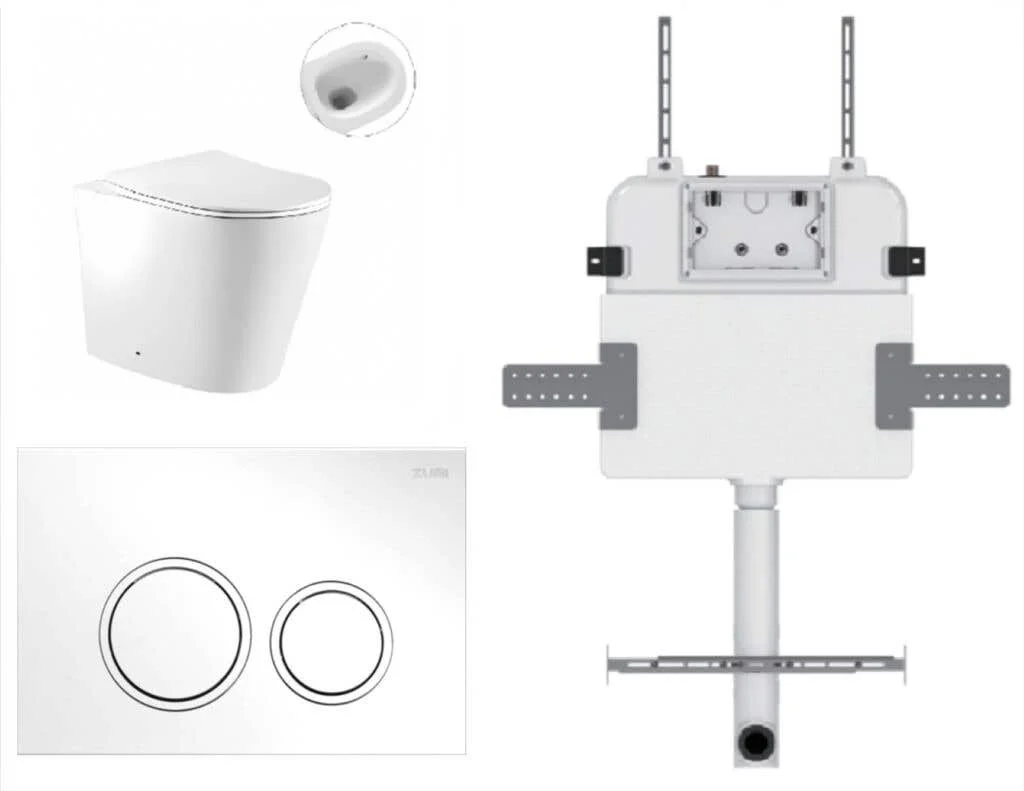 Zumi Zero Pan Zero with Round ABS Flush Plate & Cistern Matte White Z28RW
