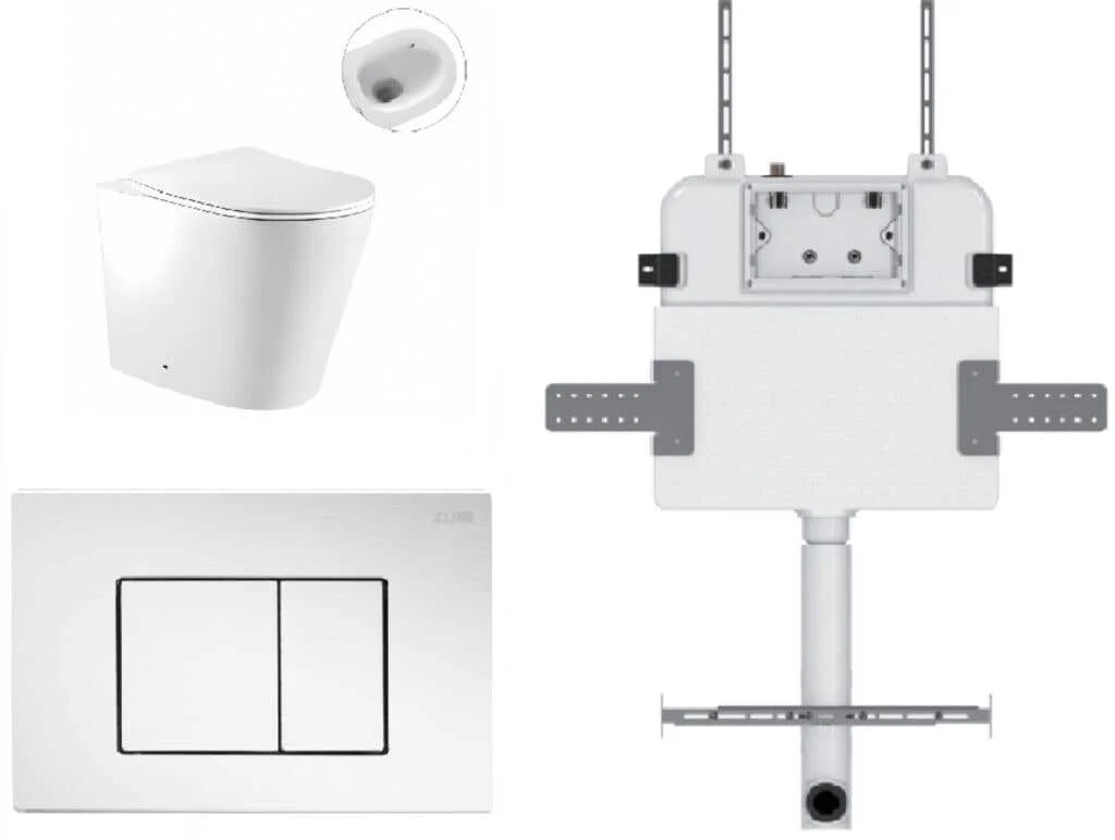 Zumi Zero Pan Zr with Square ABS Flush Plate & Cistern Chrome Z28SC
